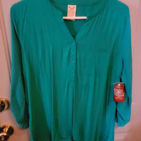 NWT's Faded Glory Teal Pullover Top Misses Size Large 12-14 - Picture 1 of 4